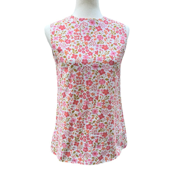 Vintage 60s Floral Tunic Top Mod Sleeveless Pink Cottagecore Boho M 8 10 Flowers - Picture 11 of 11